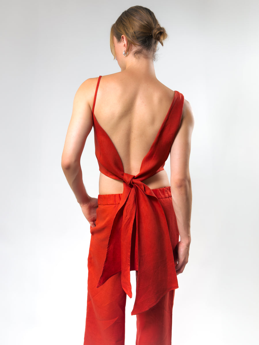 Tomato Linen Top