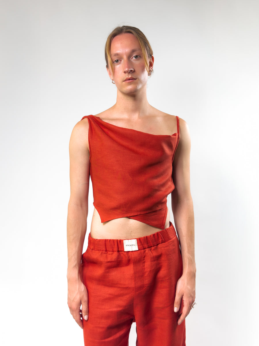 Tomato Linen Top