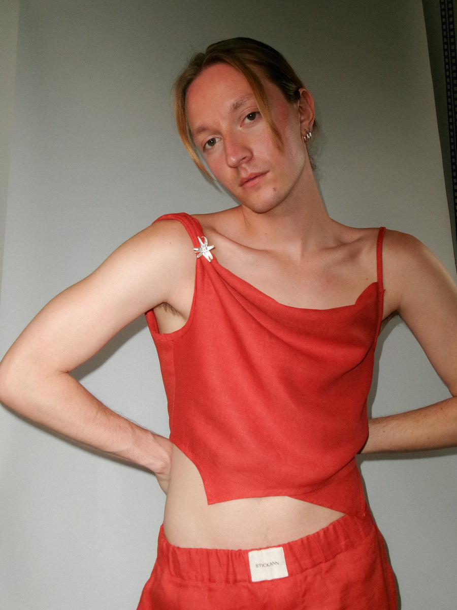 Tomato Linen Top